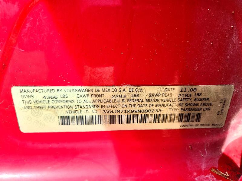 51698866 :رقم المزاد ، 3VWJM71K99M088233 vin ، 2009 Volkswagen Jetta مزاد بيع