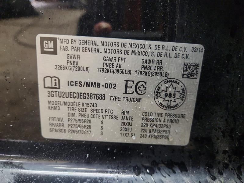 Aukcja sprzedaży 2014 Gmc Sierra, vin: 3GTU2UEC0EG387688, numer aukcji: 52830106