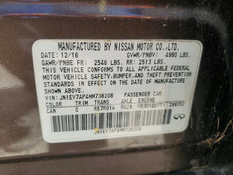54000586 :رقم المزاد ، JN1EV7AP4HM738208 vin ، 2017 Infiniti Q50 مزاد بيع