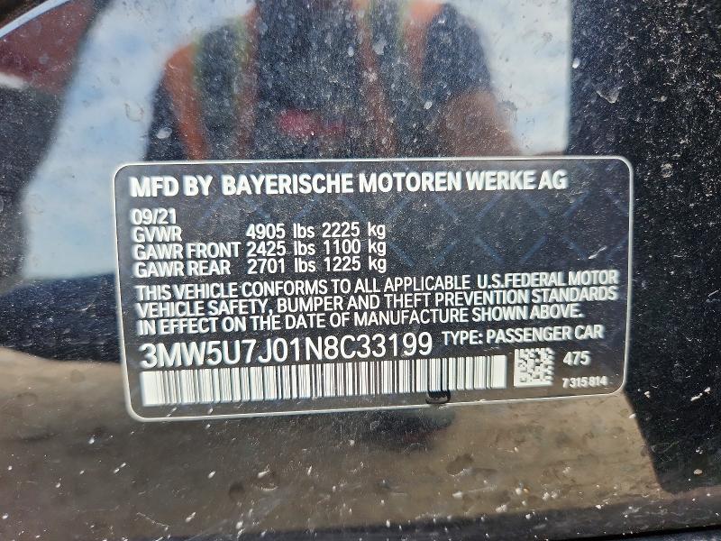Aukcja sprzedaży 2022 Bmw M340i, vin: 3MW5U7J01N8C33199, numer aukcji: 53266776