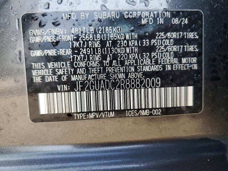 Продаж на аукціоні авто 2024 Subaru Crosstrek, vin: JF2GUADC2R8882009, номер лоту: 52001476