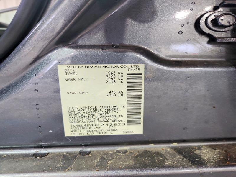 2019 Nissan Altima მანქანა იყიდება აუქციონზე, vin: 1N4BL4BV8KC232823, აუქციონის ნომერი: 52069906