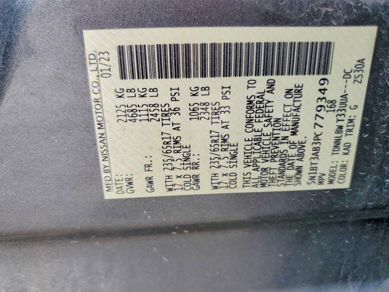 2023 Nissan Rogue მანქანა იყიდება აუქციონზე, vin: 5N1BT3AB3PC779349, აუქციონის ნომერი: 52470206