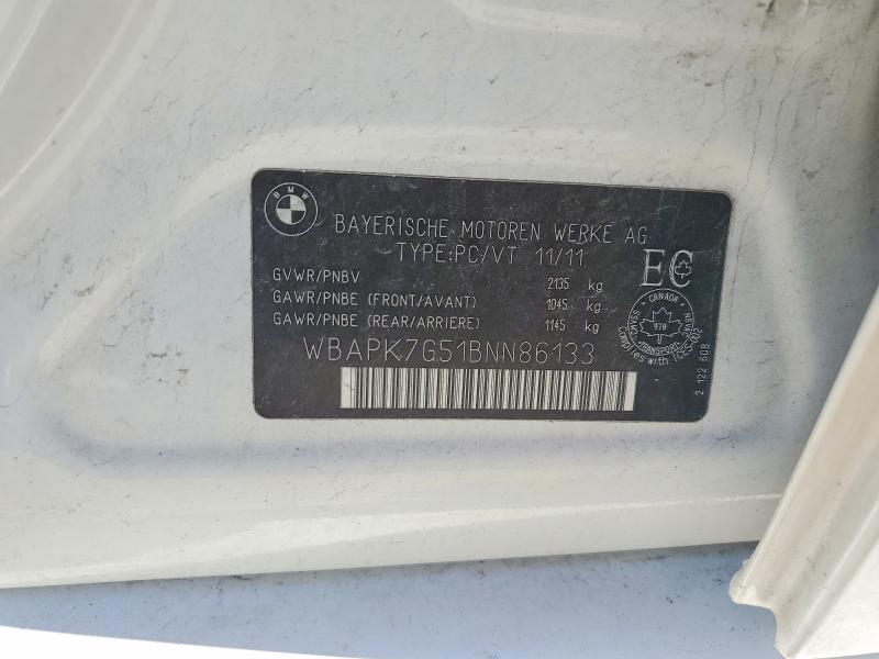 53628706 :رقم المزاد ، WBAPK7G51BNN86133 vin ، 2011 Bmw 328 مزاد بيع
