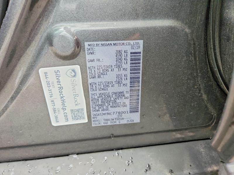 Продажа на аукционе авто 2019 Nissan Rogue, vin: 5N1AT2MT9KC778001, номер лота: 54619996