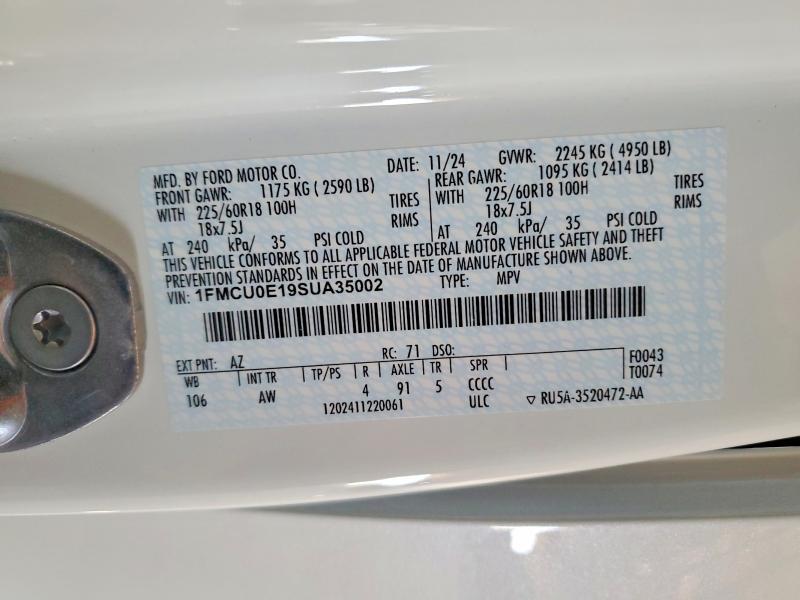 Aukcja sprzedaży 2025 Ford Escape, vin: 1FMCU0E19SUA35002, numer aukcji: 53851926