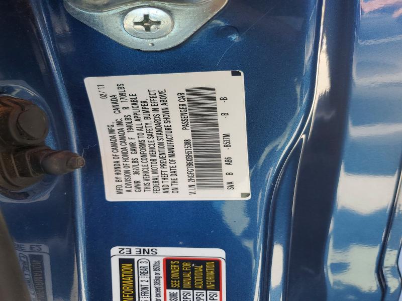 Aukcja sprzedaży 2011 Honda Civic, vin: 2HGFG1B6XBH515388, numer aukcji: 53900246