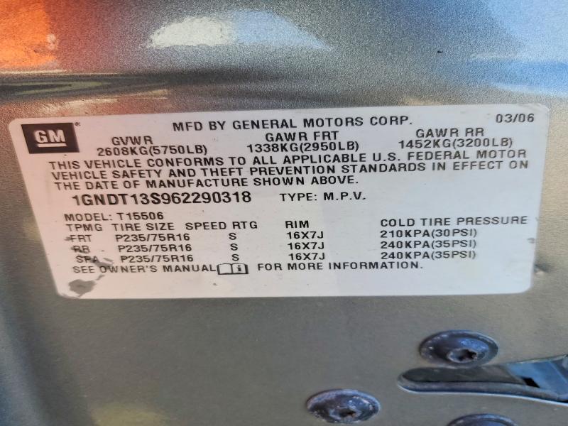 Продажа на аукционе авто 2006 Chevrolet Trailblazer, vin: 1GNDT13S962290318, номер лота: 52784476