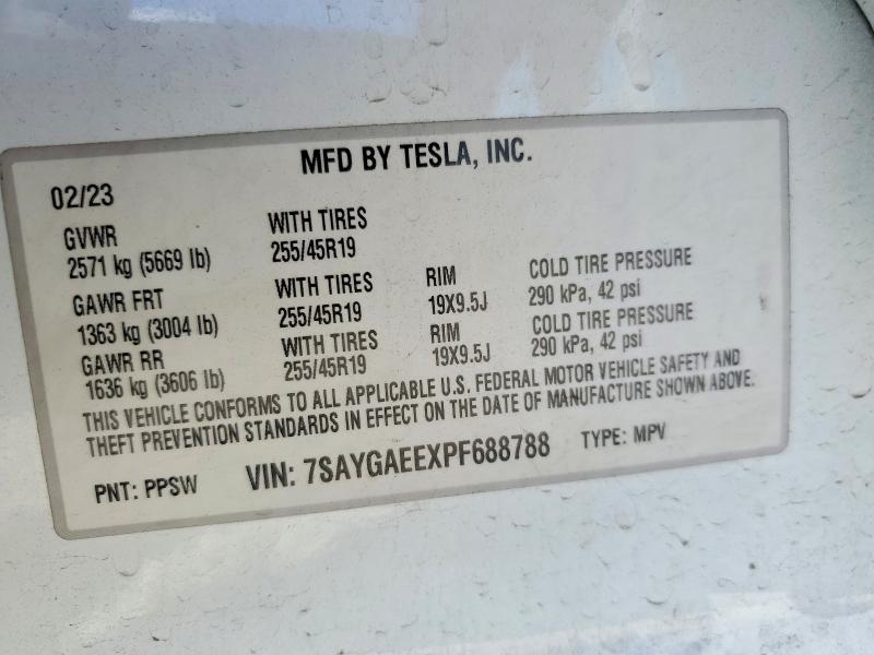 Продаж на аукціоні авто 2023 Tesla Model Y, vin: 7SAYGAEEXPF688788, номер лоту: 53909706