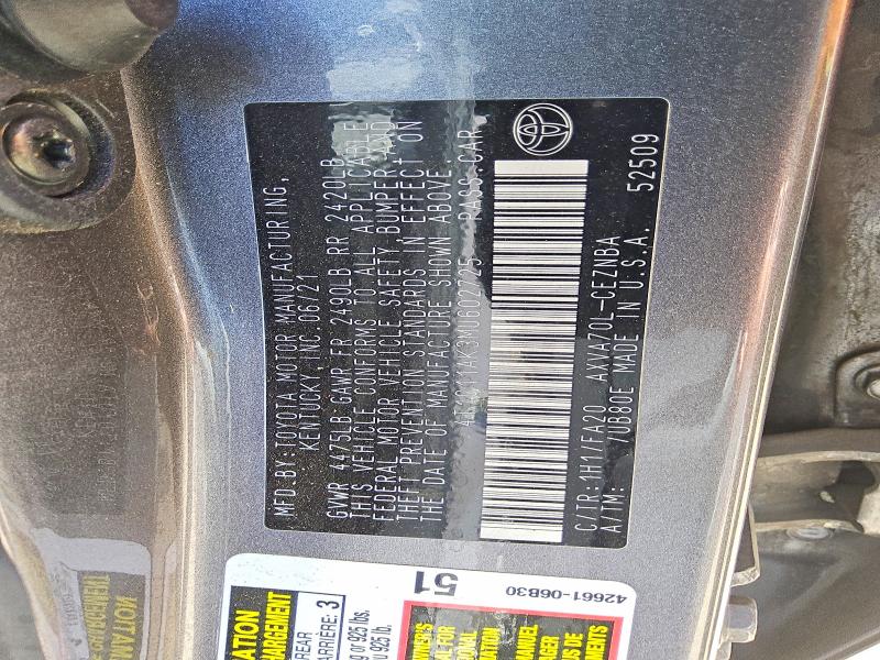2021 Toyota Camry მანქანა იყიდება აუქციონზე, vin: 4T1C11AK3MU602725, აუქციონის ნომერი: 52183686