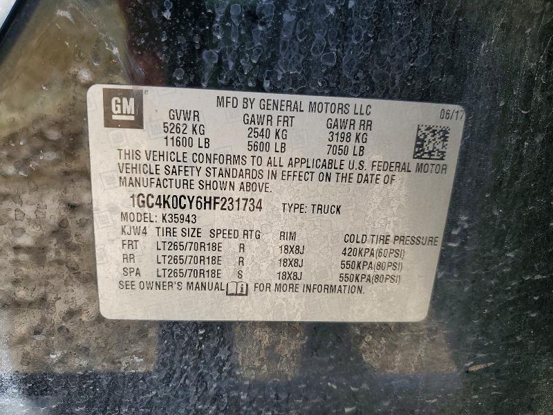 Aukcja sprzedaży 2017 Chevrolet Silverado, vin: 1GC4K0CY6HF231734, numer aukcji: 51697526