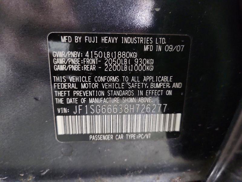 Продажа на аукционе авто 2008 Subaru Forester, vin: JF1SG66638H726277, номер лота: 51461456