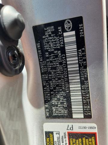 53223816 :رقم المزاد ، 4T1BF1FK0CU179543 vin ، 2012 Toyota Camry مزاد بيع