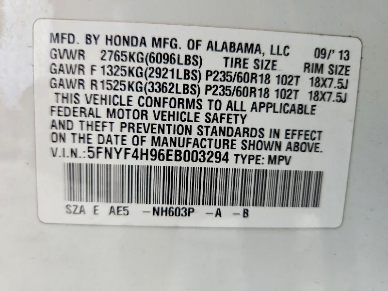 Продаж на аукціоні авто 2014 Honda Pilot, vin: 5FNYF4H96EB003294, номер лоту: 54755176