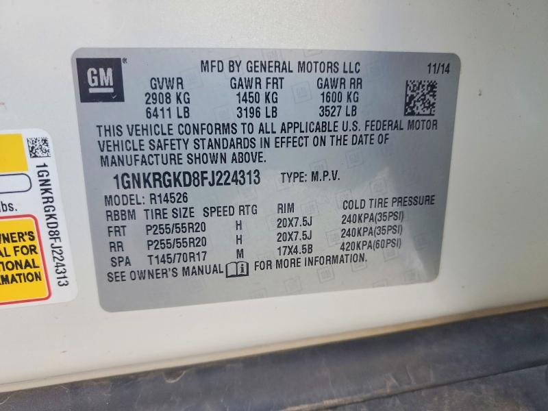 Продажа на аукционе авто 2015 Chevrolet Traverse, vin: 1GNKRGKD8FJ224313, номер лота: 53269636
