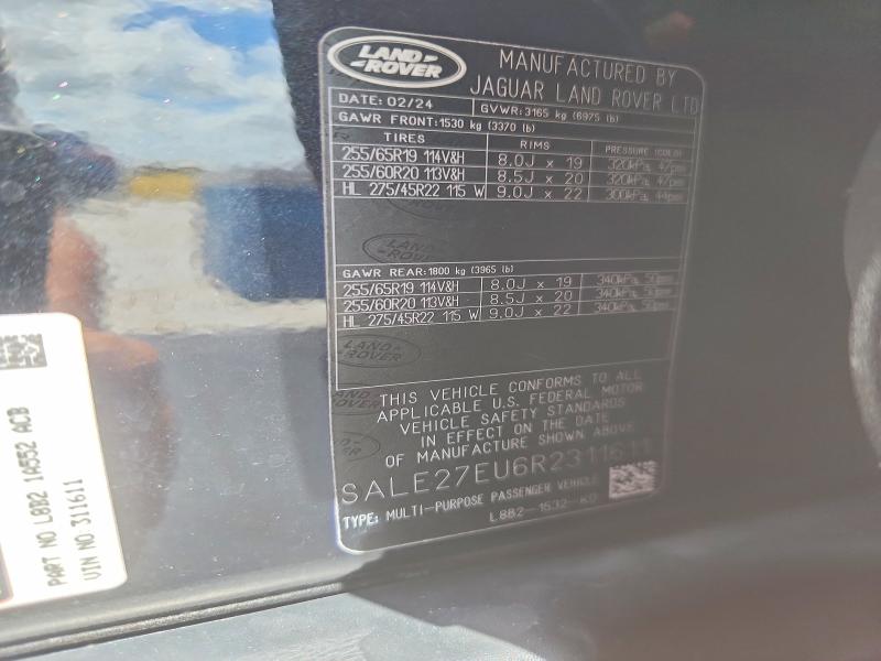 Продажа на аукционе авто 2024 Land Rover Defender, vin: SALE27EU6R2311611, номер лота: 54587036