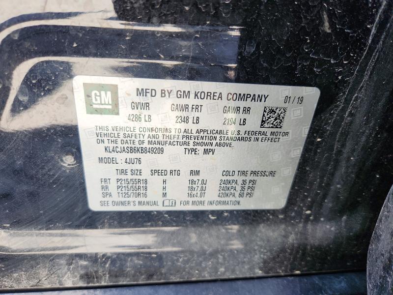 Aukcja sprzedaży 2019 Buick Encore, vin: KL4CJASB6KB849209, numer aukcji: 53727936