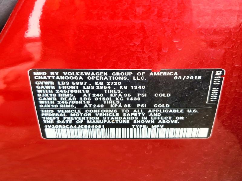 Продаж на аукціоні авто 2018 Volkswagen Atlas, vin: 1V2GR2CA4JC564091, номер лоту: 54758546