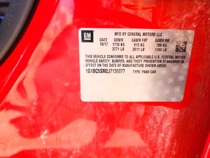 Продажа на аукционе авто 2018 Chevrolet Cruze, vin: 1G1BC5SM2J7136077, номер лота: 52815816