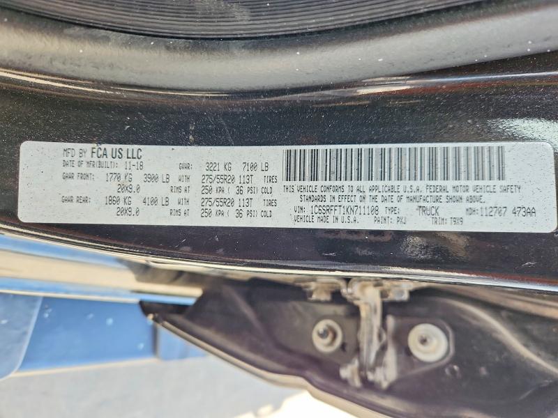 Продаж на аукціоні авто 2019 Ram 1500, vin: 1C6SRFFT1KN711108, номер лоту: 52406906