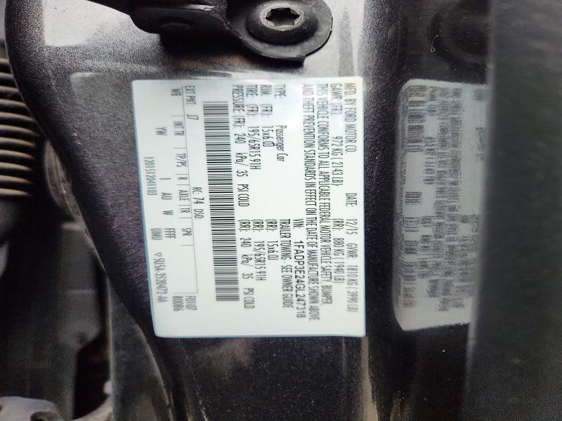 55216966 :رقم المزاد ، 1FADP3E24GL247318 vin ، 2016 Ford Focus مزاد بيع