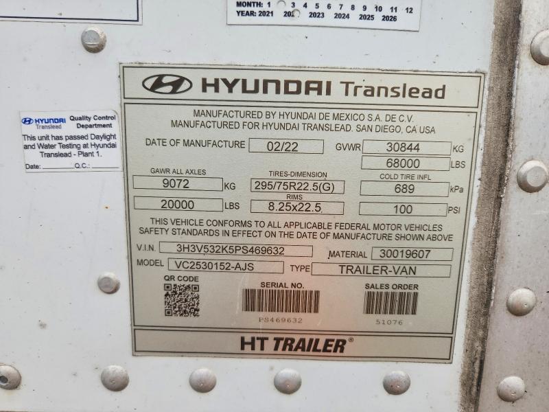 Продаж на аукціоні авто 2023 Hyundai Trailer, vin: 3H3V532K5PS469632, номер лоту: 54853526
