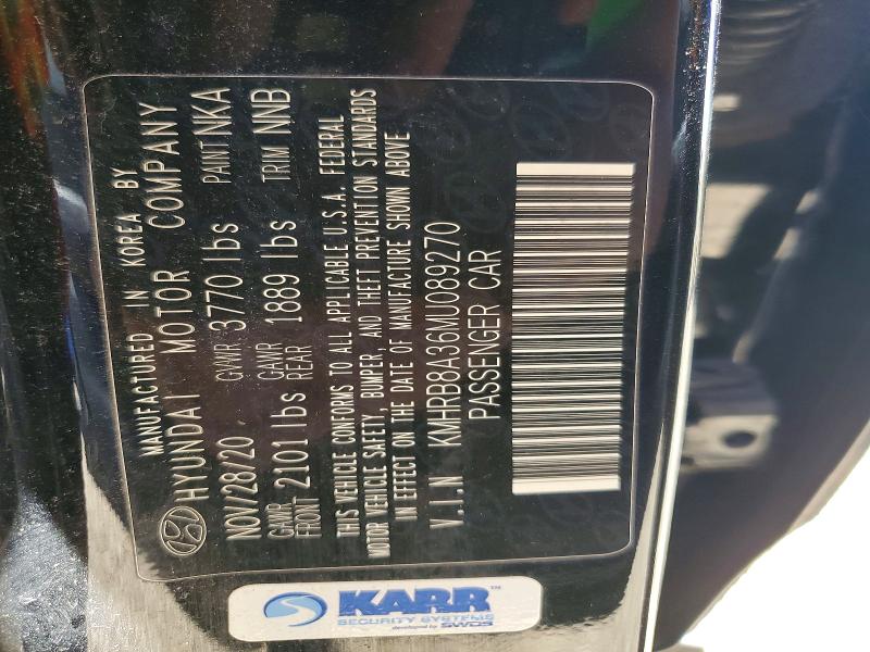 2021 Hyundai Venue მანქანა იყიდება აუქციონზე, vin: KMHRB8A36MU089270, აუქციონის ნომერი: 54804576