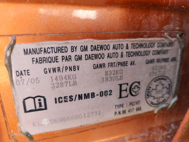 Продажа на аукционе авто 2006 Pontiac Wave, vin: KL2TD69666B512731, номер лота: 54609986