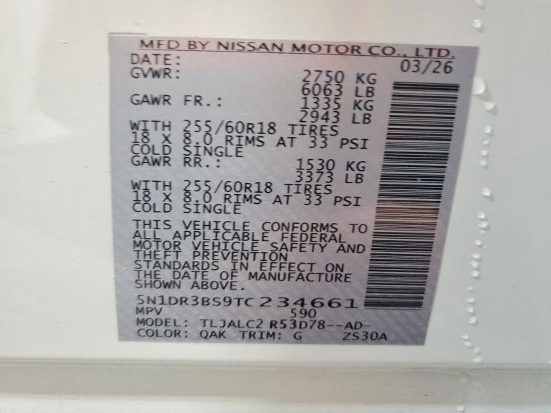 Продажа на аукционе авто 2026 Nissan Pathfinder, vin: 5N1DR3BS9TC234661, номер лота: 54880106
