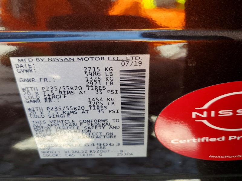 Aukcja sprzedaży 2019 Nissan Pathfinder, vin: 5N1DR2MN4KC649063, numer aukcji: 53224766