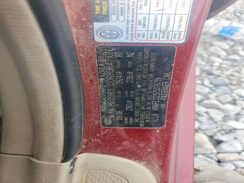 Aukcja sprzedaży 2007 Kia Spectra, vin: KNAFE122575376719, numer aukcji: 55578836