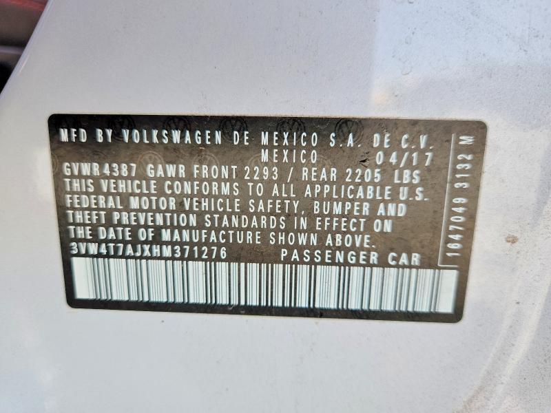 Продажа на аукционе авто 2017 Volkswagen Jetta, vin: 3VW4T7AJXHM371276, номер лота: 53530186
