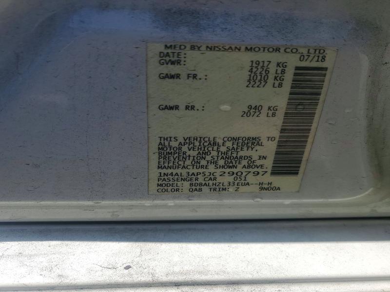 54353286 :رقم المزاد ، 1N4AL3AP5JC290797 vin ، 2018 Nissan Altima مزاد بيع