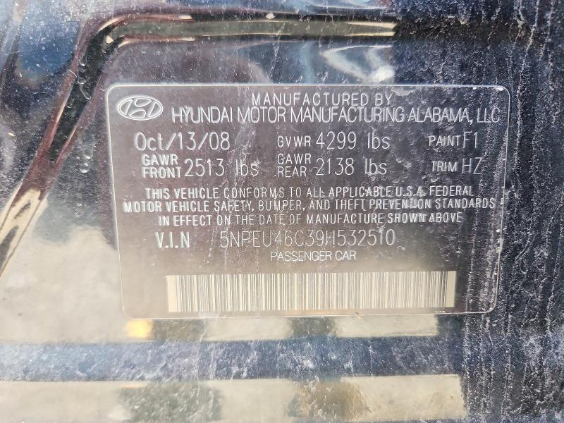 54784246 :رقم المزاد ، 5NPEU46C39H532510 vin ، 2009 Hyundai Sonata مزاد بيع