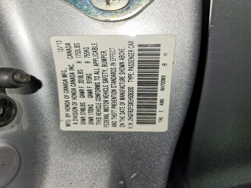 2014 Honda Civic მანქანა იყიდება აუქციონზე, vin: 2HGFB2F5XEH506300, აუქციონის ნომერი: 54616806