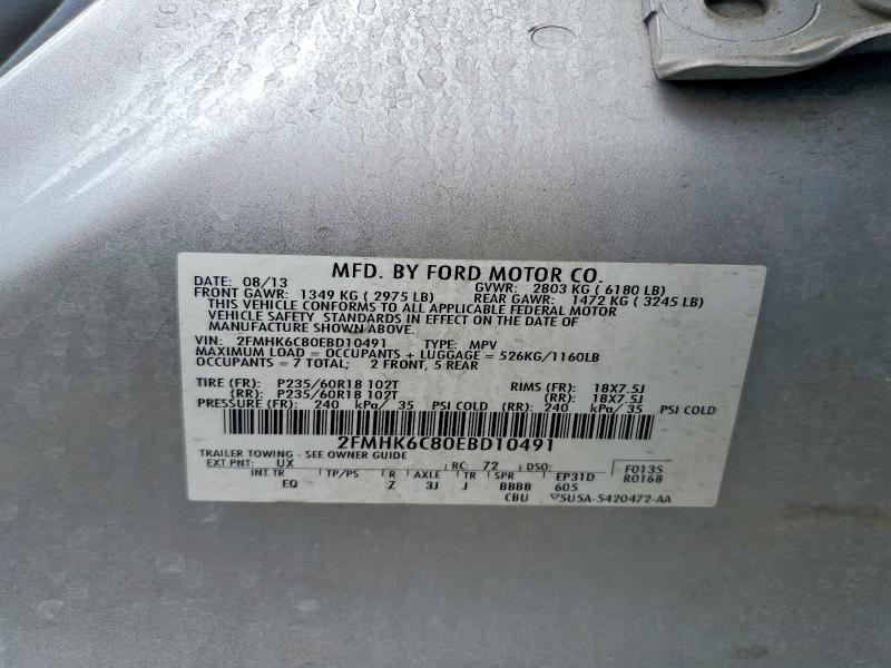 2014 Ford Flex მანქანა იყიდება აუქციონზე, vin: 2FMHK6C80EBD10491, აუქციონის ნომერი: 54682096