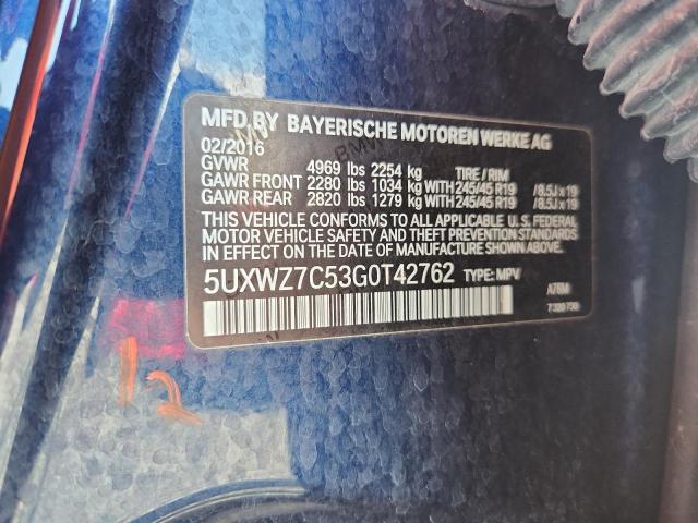 2016 Bmw X3 მანქანა იყიდება აუქციონზე, vin: 5UXWZ7C53G0T42762, აუქციონის ნომერი: 55528826