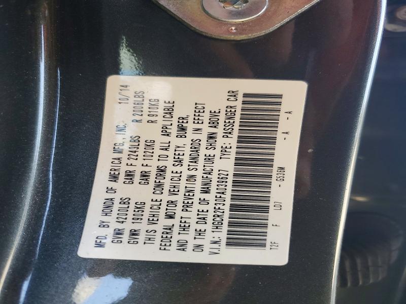Aukcja sprzedaży 2015 Honda Accord, vin: 1HGCR2F30FA039627, numer aukcji: 52052986