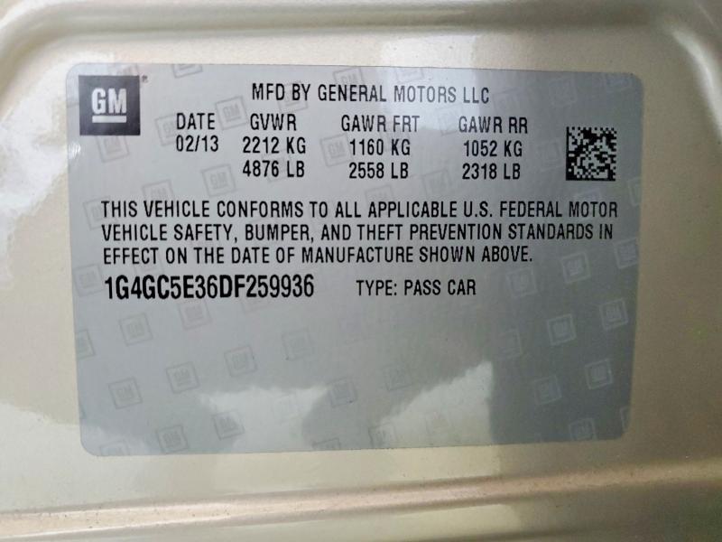 Продажа на аукционе авто 2013 Buick Lacrosse, vin: 1G4GC5E36DF259936, номер лота: 53130476