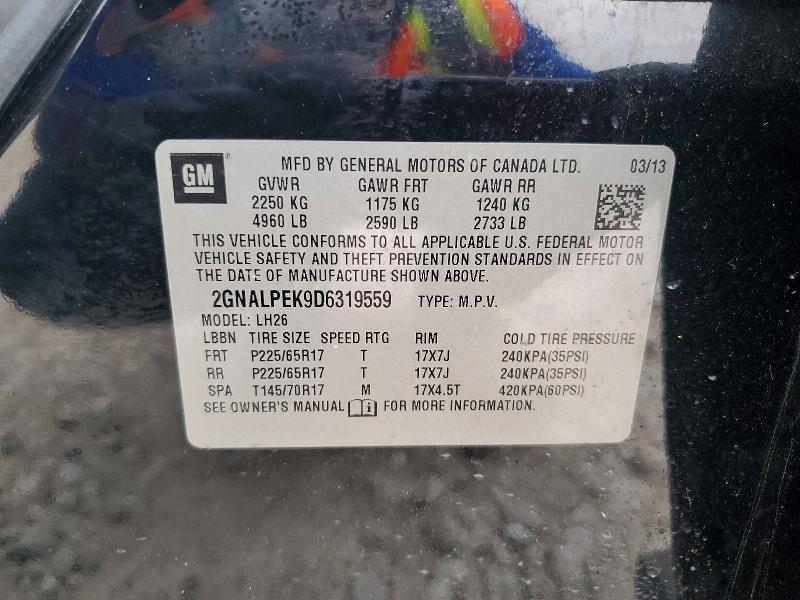 Продаж на аукціоні авто 2013 Chevrolet Equinox, vin: 2GNALPEK9D6319559, номер лоту: 52520166
