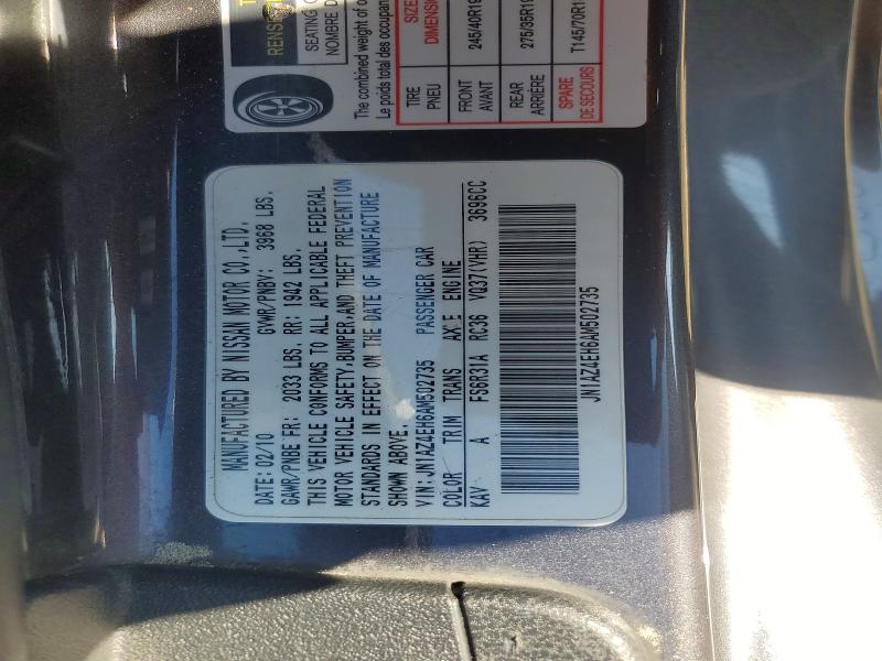Aukcja sprzedaży 2010 Nissan 370z, vin: JN1AZ4EH6AM502735, numer aukcji: 54490686