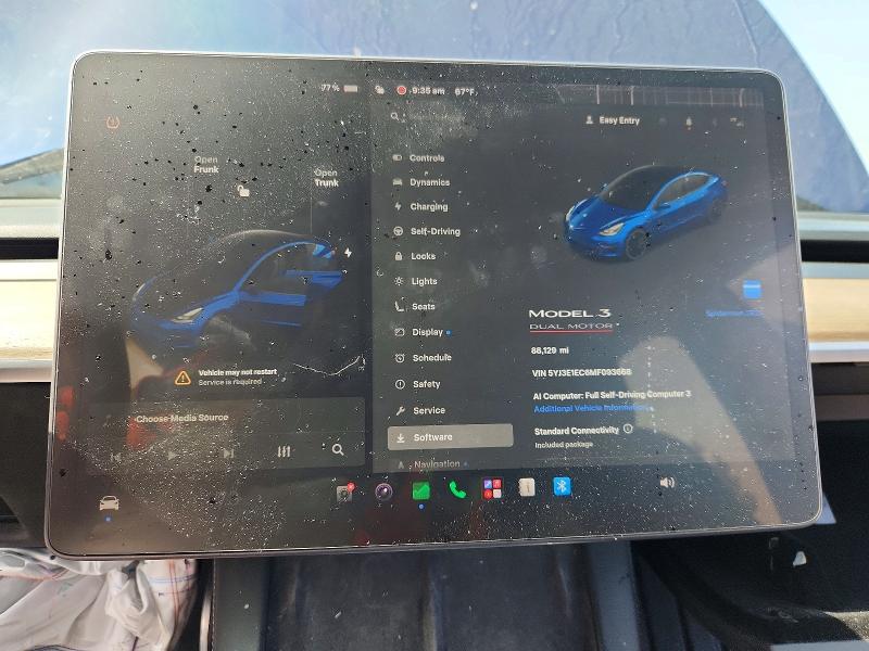 52735776 :رقم المزاد ، 5YJ3E1EC6MF093668 vin ، 2021 Tesla Model 3 مزاد بيع