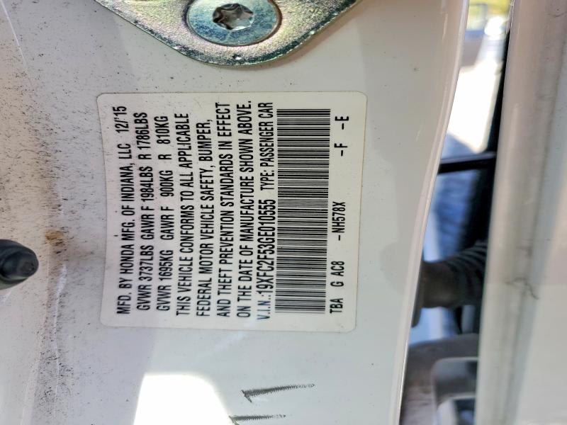 Aukcja sprzedaży 2016 Honda Civic, vin: 19XFC2F53GE010555, numer aukcji: 52238926