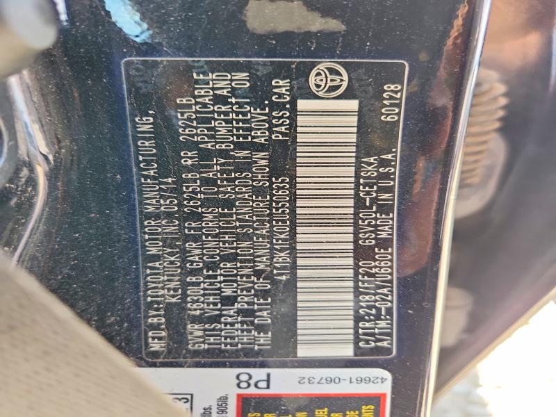 2014 Toyota Camry მანქანა იყიდება აუქციონზე, vin: 4T1BK1FK0EU550635, აუქციონის ნომერი: 54053346
