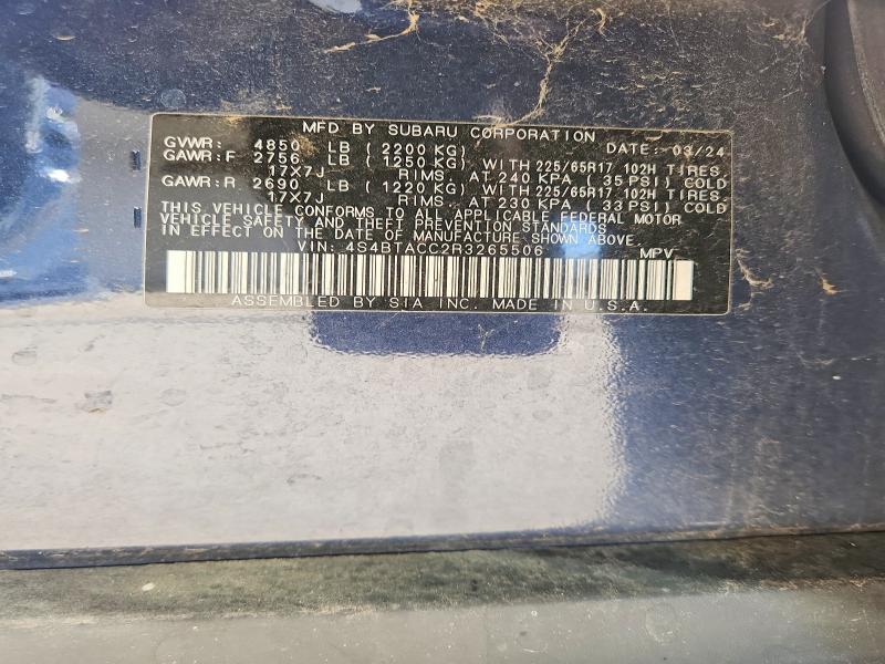 Aukcja sprzedaży 2024 Subaru Outback, vin: 4S4BTACC2R3265506, numer aukcji: 52045426