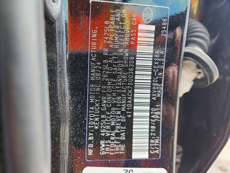 53920776 :رقم المزاد ، 4T1DAACK7SU036308 vin ، 2025 Toyota Camry مزاد بيع