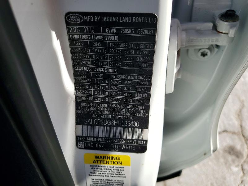 Продаж на аукціоні авто 2017 Land Rover Discovery Sport, vin: SALCP2BG3HH635430, номер лоту: 53014356