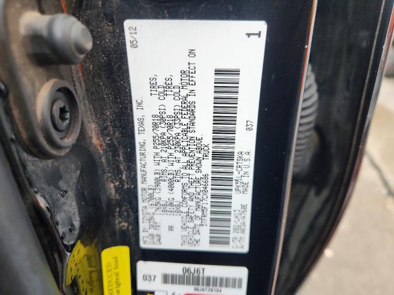 54966316 :رقم المزاد ، 5TFRM5F17CX046686 vin ، 2012 Toyota Tundra مزاد بيع