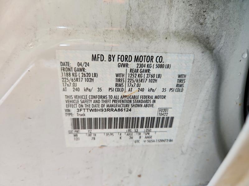 Продажа на аукционе авто 2024 Ford Maverick, vin: 3FTTW8H93RRA86124, номер лота: 52610226