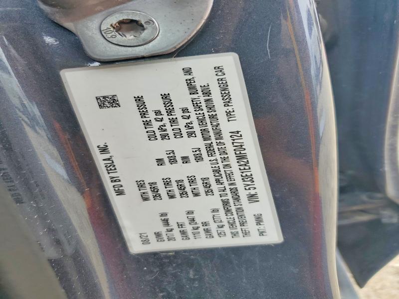 54595346 :رقم المزاد ، 5YJ3E1EA2MF047124 vin ، 2021 Tesla Model 3 مزاد بيع